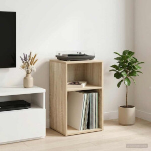 vidaXL Platenkast Sonoma Eiken 38 x 33 x 61 cm Bewerkt hout