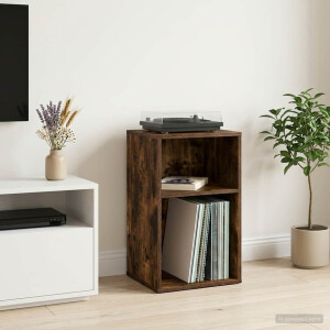 vidaXL Platenkast Gerookt eiken 38 x 33 x 61 cm Bewerkt hout