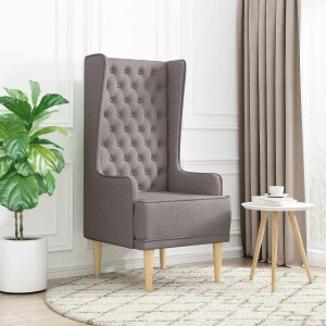 vidaXL Gecapitonneerde stoel met hoge rugleuning Taupe Stof