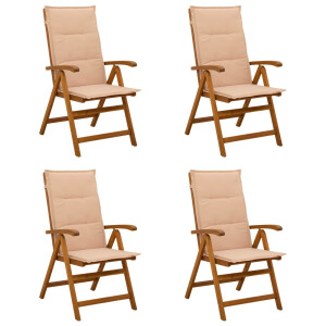 vidaXL Recliner Tuinstoelen 4 st Naturel Massief Acaciahout