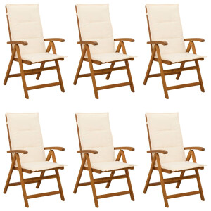 vidaXL Recliner Tuinstoelen 6 st Naturel Massief Acaciahout