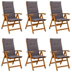 vidaXL Recliner Tuinstoelen 6 st Naturel Massief Acaciahout