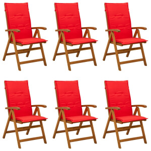vidaXL Recliner Tuinstoelen 6 st Naturel Massief Acaciahout