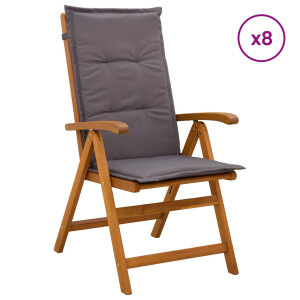 vidaXL Recliner Tuinstoelen 8 st Naturel Massief Acaciahout