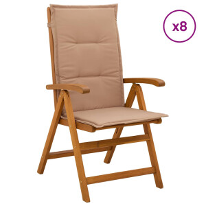 vidaXL Recliner Tuinstoelen 8 st Naturel Massief Acaciahout