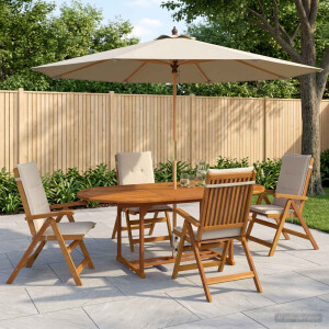 vidaXL 5-delige tuin eetset Naturel Massief Acaciahout