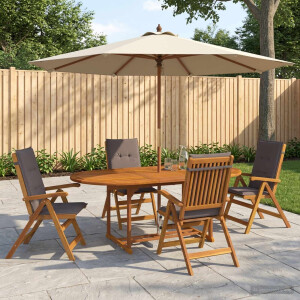 vidaXL 5-delige tuin eetset Naturel Massief Acaciahout