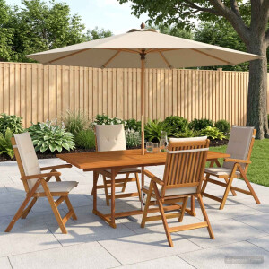 vidaXL 5-delige tuin eetset Naturel Massief Acaciahout