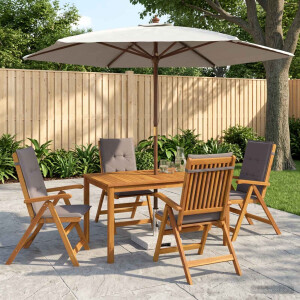 vidaXL 5-delige tuin eetset Naturel Massief Acaciahout