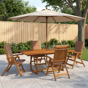 vidaXL 5-delige tuin eetset Naturel Massief Acaciahout