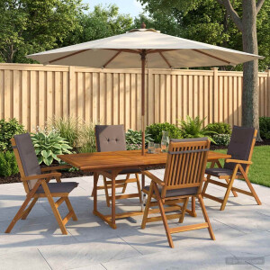 vidaXL 5-delige tuin eetset Naturel Massief Acaciahout