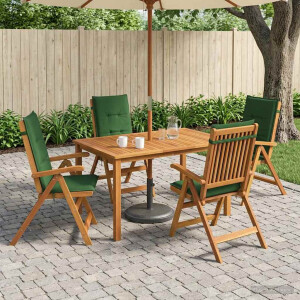 vidaXL 5-delige tuin eetset Naturel Massief Acaciahout