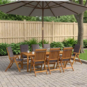 vidaXL 9-delige tuinset Naturel Massief Acaciahout