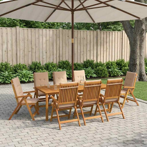 vidaXL 9-delige tuinset Naturel Massief Acaciahout
