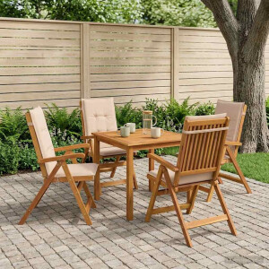 vidaXL 5-delige tuin eetset Naturel Massief Acaciahout