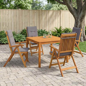vidaXL 5-delige tuin eetset 5 st Naturel Massief Acaciahout