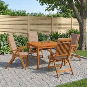vidaXL 5-delige tuin eetset 5 st Naturel Massief Acaciahout