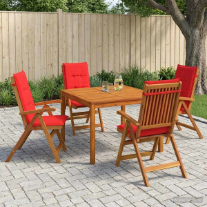 vidaXL 5-delige tuin eetset 5 st Naturel Massief Acaciahout