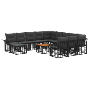 vidaXL Tuin loungeset 13-delig Zwart en Donkergrijs polyrattan