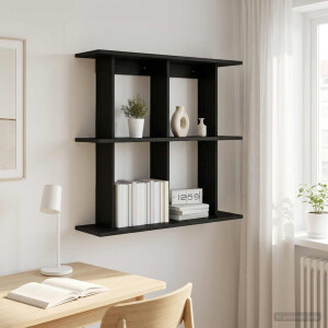 vidaXL Wandplank Muurmontage Zwart eiken 80 x 20 x 75 cm Bewerkt hout