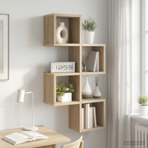 vidaXL Wandplank Muurmontage Sonoma Eiken 39 x 15 x 76 cm Bewerkt hout