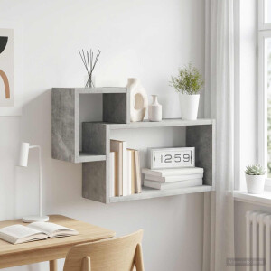 vidaXL Wandplank Muurmontage Betongrijs 55 x 15 x 35 cm Bewerkt hout