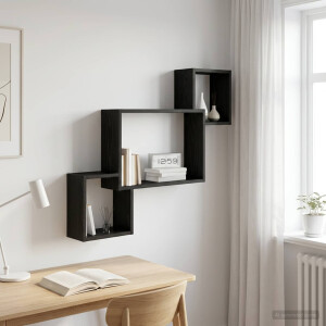 vidaXL Wandplank Muurmontage Zwart eiken 91,5 x 15 x 76 cm