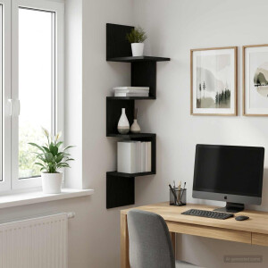 vidaXL Wandplank Muurmontage Zwart eiken 32 x 21 x 107 cm Bewerkt hout