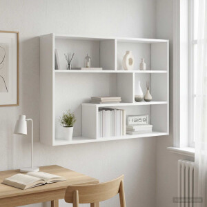 vidaXL Wandplank Muurmontage Wit 95 x 20 x 69,5 cm Bewerkt hout