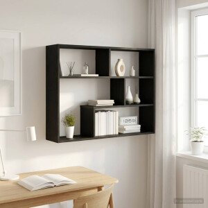 vidaXL Wandplank Muurmontage Zwart eiken 95 x 20 x 69,5 cm