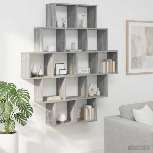 vidaXL Wandplank Grijs Sonoma 120 x 20 x 136 cm Bewerkt hout