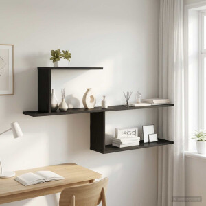 vidaXL Wandplank Zwart eiken 122 x 18 x 60 cm Bewerkt hout