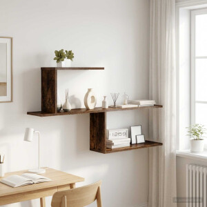 vidaXL Wandplank Gerookt eiken 122 x 18 x 60 cm Bewerkt hout
