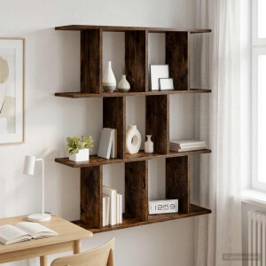 vidaXL Wandplank Gerookt eiken 80 x 20 x 96 cm Bewerkt hout