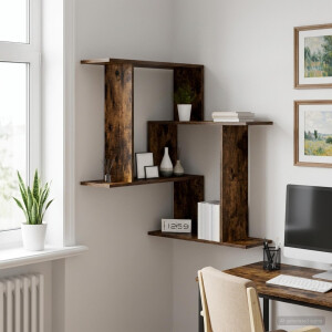 vidaXL Wandplank Gerookt eiken 67 x 67 x 87 cm Bewerkt hout