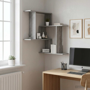 vidaXL Wandplank Grijs Sonoma 67 x 67 x 87 cm Bewerkt hout