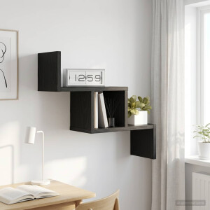 vidaXL Wandplank Zwart eiken 48 x 15 x 42 cm Bewerkt hout