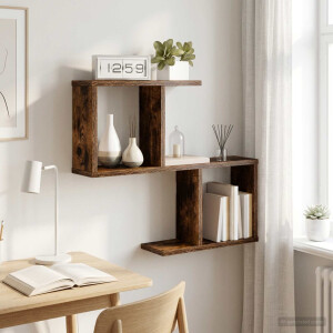 vidaXL Wandplank Gerookt eiken 60 x 12 x 50,5 cm Bewerkt hout