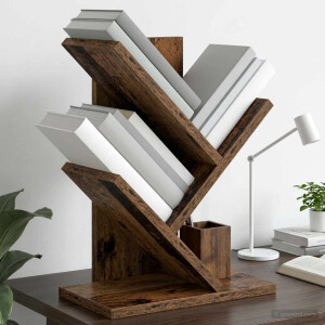vidaXL Boomvormige boekenplank met 3 planken 30 x 18 x 40 cm Oud hout