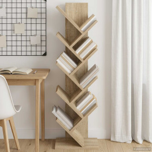 vidaXL Boom Boekenkast 6-Lagen 30 x 18 x 100 cm Bewerkt hout