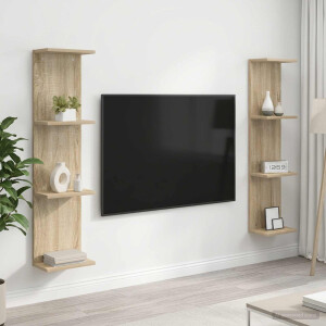 vidaXL Wandplank 2 st Sonoma Eiken 25 x 15 x 100 cm Bewerkt hout