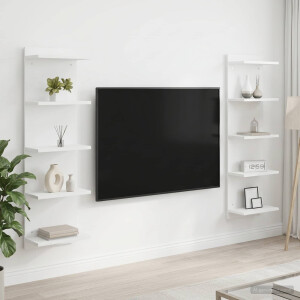 vidaXL Wandplank 2 st Wit 30 x 15 x 100 cm Bewerkt hout