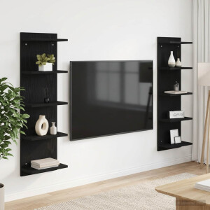 vidaXL Wandplank 2 st Zwart eiken 30 x 15 x 100 cm Bewerkt hout