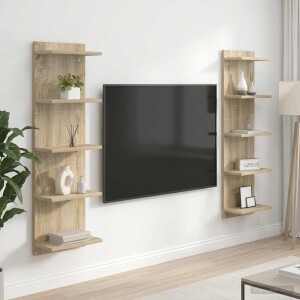 vidaXL Wandplank 2 st Sonoma Eiken 30 x 15 x 100 cm Bewerkt hout