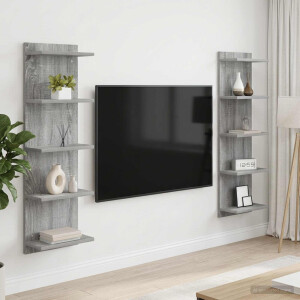 vidaXL Wandplank 2 st Grijs Sonoma 30 x 15 x 100 cm Bewerkt hout