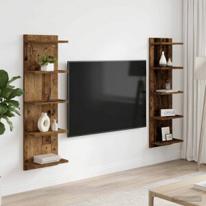 vidaXL Wandplank 2 st Oud hout 30 x 15 x 100 cm Bewerkt hout
