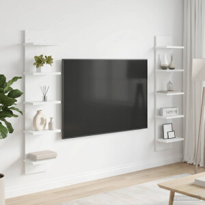 vidaXL Wandplank 2 st Wit 22 x 15 x 100 cm Bewerkt hout
