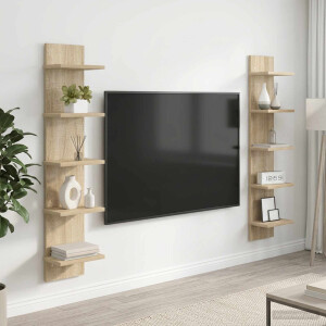 vidaXL Wandplank 2 st Sonoma Eiken 22 x 15 x 100 cm Bewerkt hout