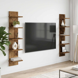 vidaXL Wandplank 2 st Oud hout 22 x 15 x 100 cm Bewerkt hout