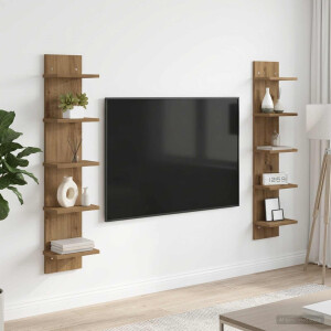 vidaXL Wandplank 2 st Artisanaal eiken 22 x 15 x 100 cm Bewerkt hout